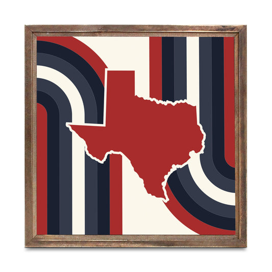 Modern Minimalist Texas Colors Retro Shape | Wood Sign | Eaches | Min 1