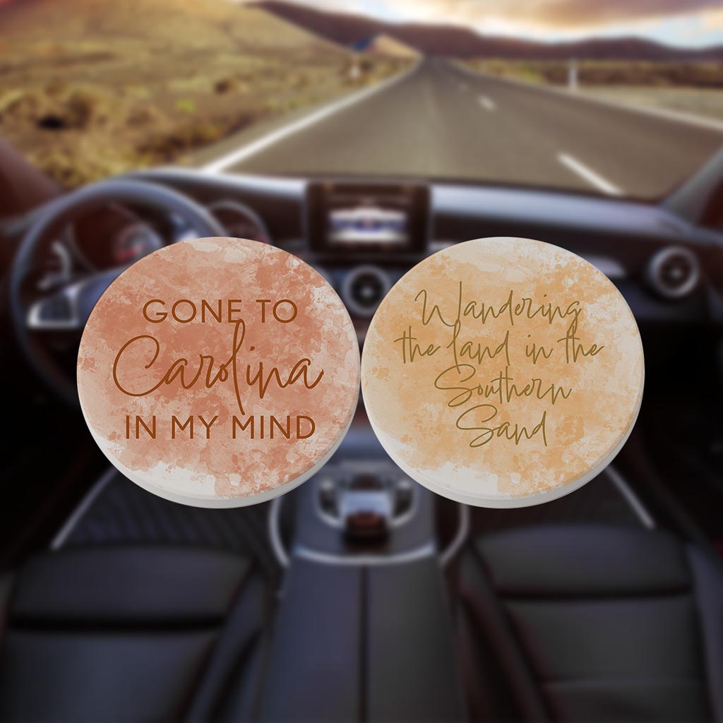 North Carolina Sayings Orange| Absorbent Car Coasters | Set of 2 | Min 4