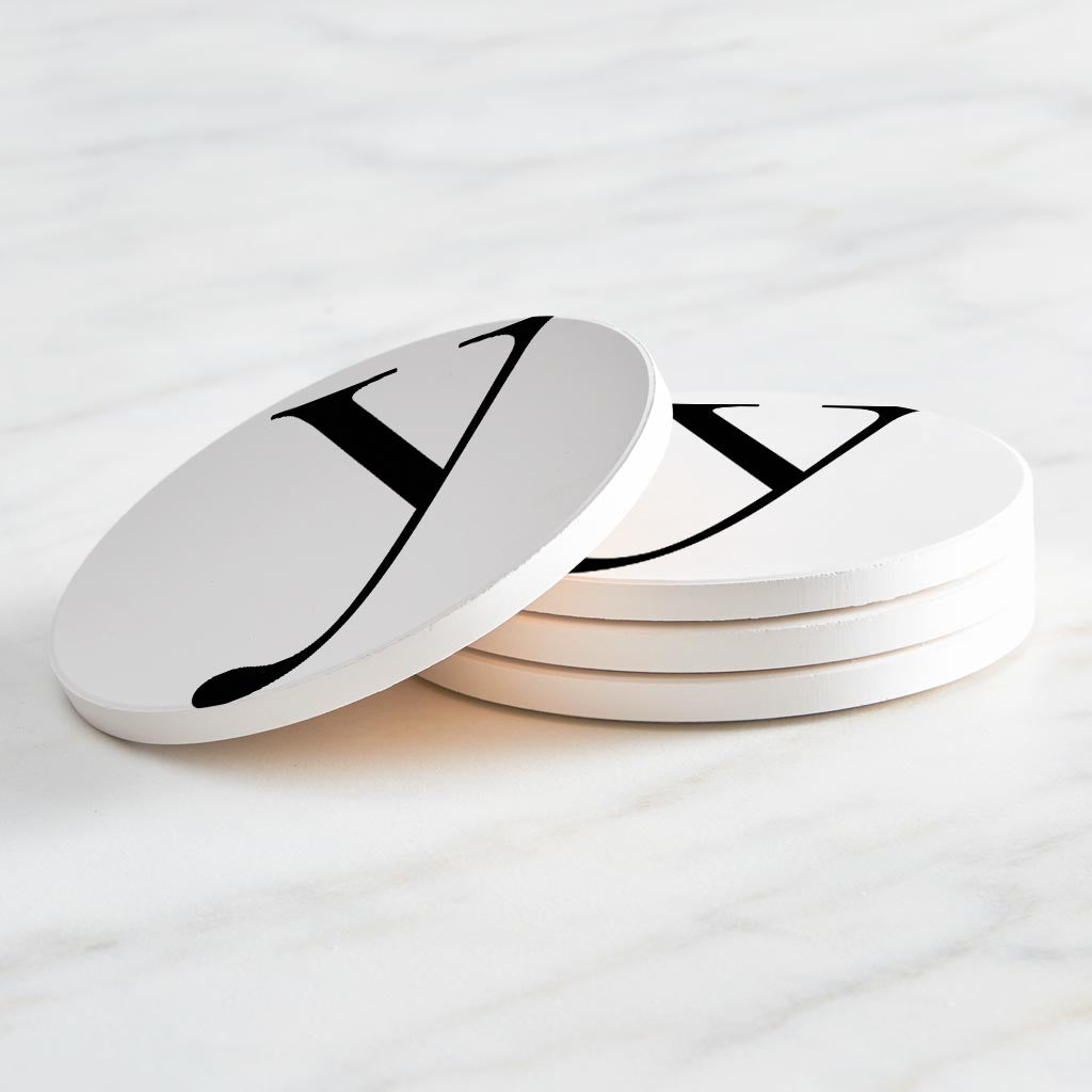 Minimalist Monogram Y Circle | Absorbent Coasters | Set of 4 | Min 2