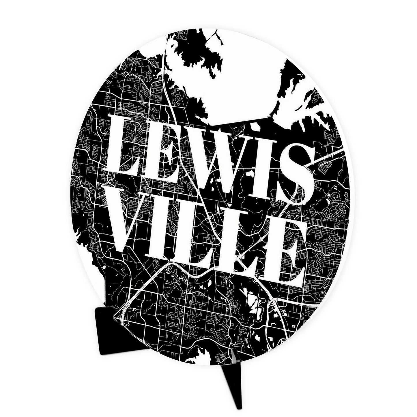 Minimalistic B&W Texas Lewisville Map | Wood Sign | Eaches | Min 1