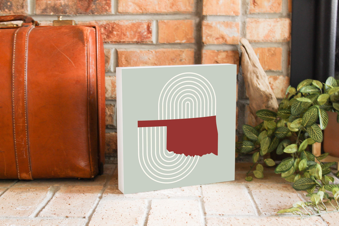 Modern Minimalist Oklahoma Retro State Shape | Wood Block | Eaches | Min 2