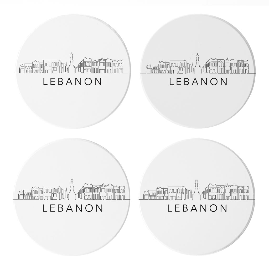 Minimalist B&W Tennessee Lebanon Skyline | Absorbent Coasters | Set of 4 | Min 2