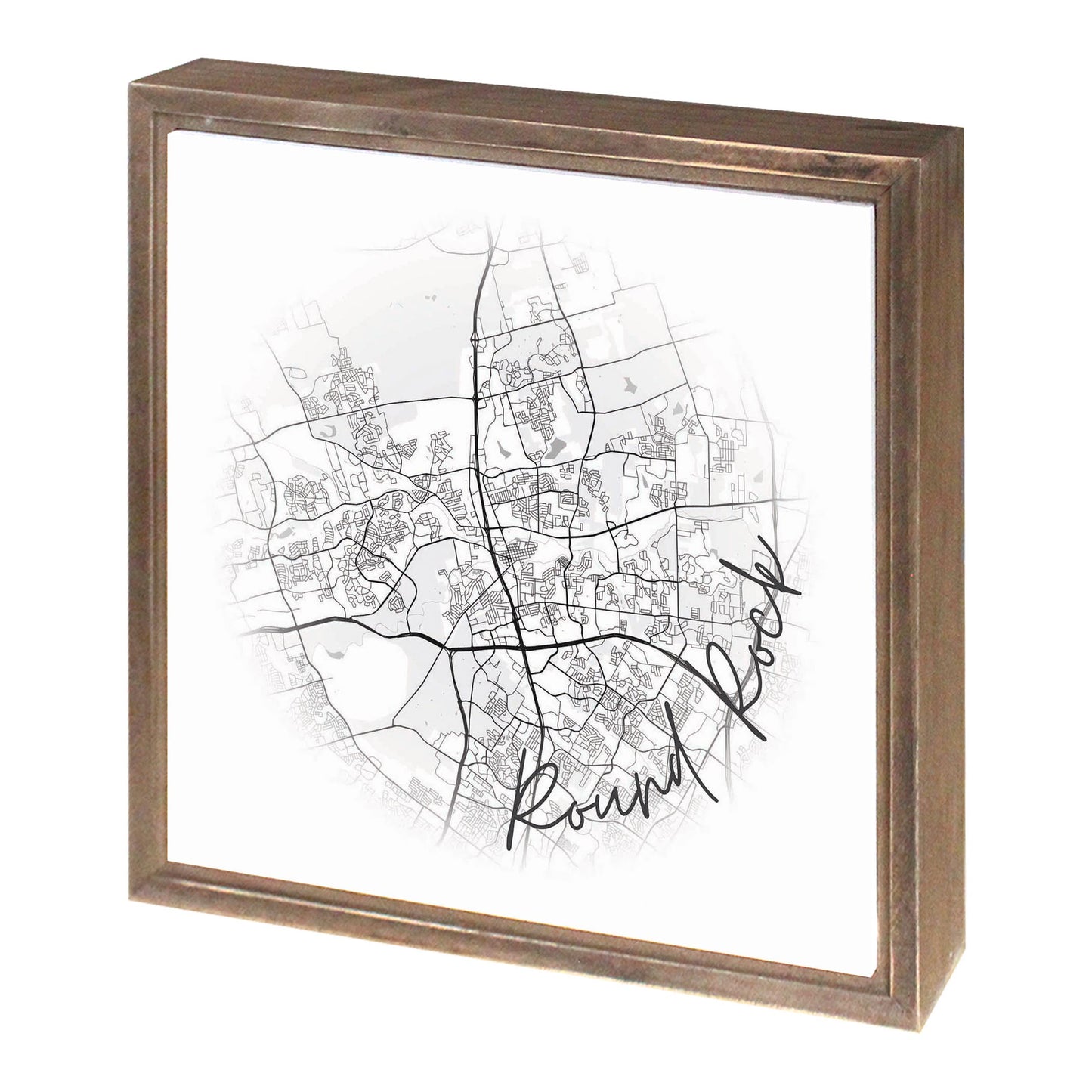 Minimalistic B&W Texas Round Rock Circle Map | Wood Sign | Eaches | Min 1