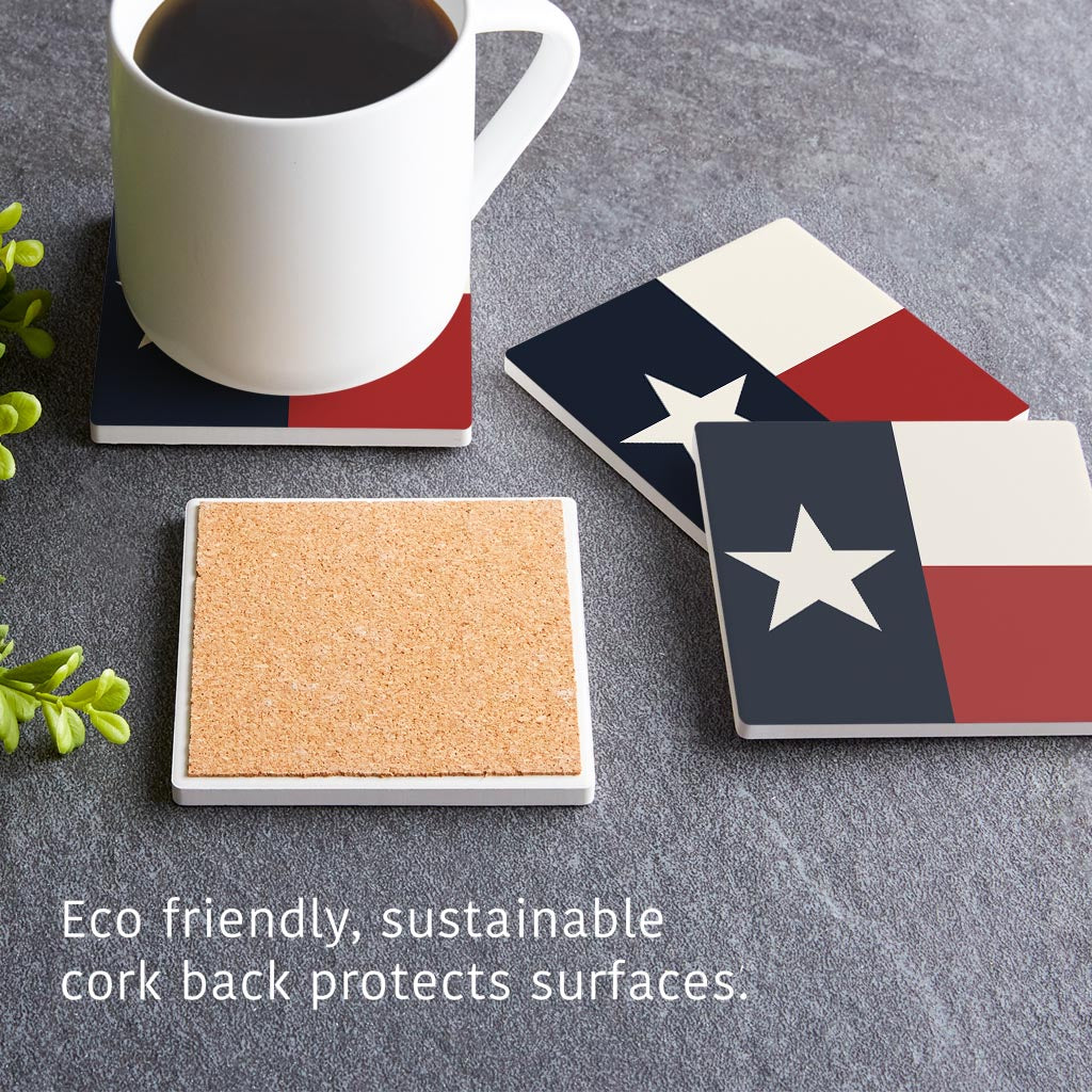 Modern Minimalist Texas Colors Flag | Absorbent Coasters | Set of 4 | Min 2